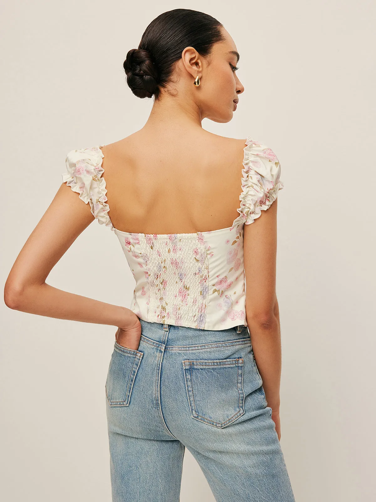 Ruffle Sleeve Tie-Front Bustier Top sold by COMMENSE product image thumbnail 5