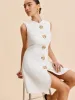 Asymmetrical Button-Up Sleeveless Dress sold by COMMENSE