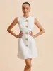 Asymmetrical Button-Up Sleeveless Dress sold by COMMENSE