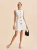Asymmetrical Button-Up Sleeveless Dress sold by COMMENSE