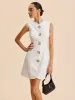 Asymmetrical Button-Up Sleeveless Dress sold by COMMENSE