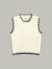 Contrast Trim Sleeveless Ribbed Sweater Vest sold by COMMENSE