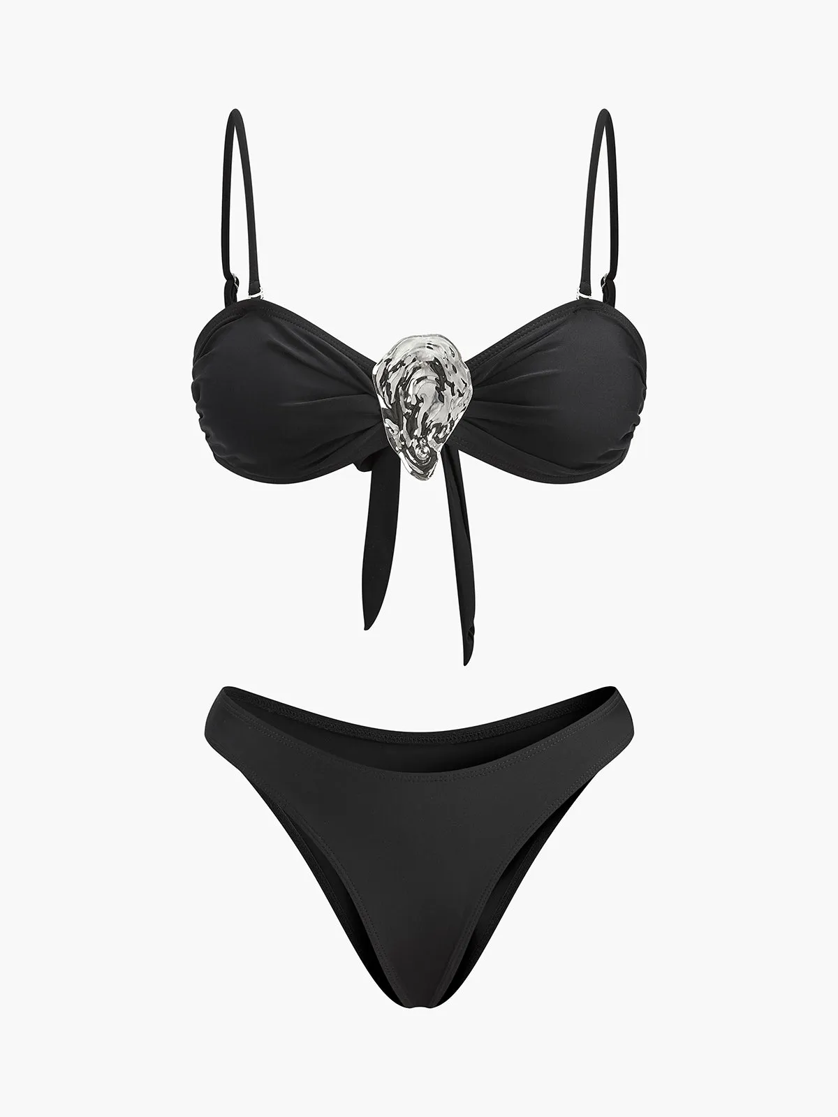 Metal Accent Tie-Front Bikini Set sold by COMMENSE product image thumbnail 2