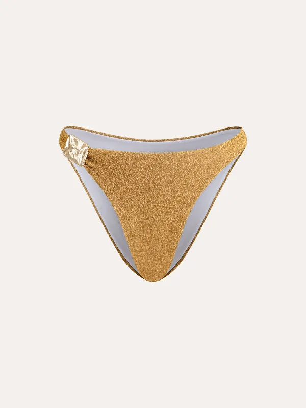 Gold Metallic Detail Bikini Bottom sold by COMMENSE