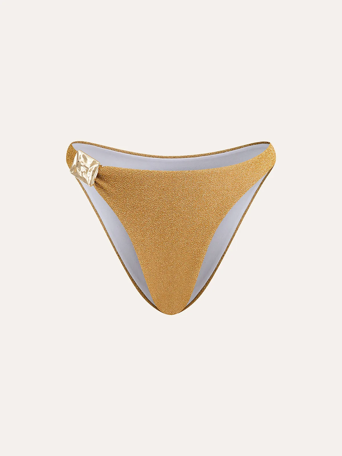 Gold Metallic Detail Bikini Bottom sold by COMMENSE