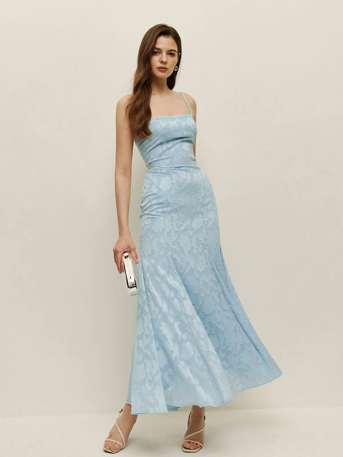 Lace-Up Back Floral Lace Dress sold by COMMENSE