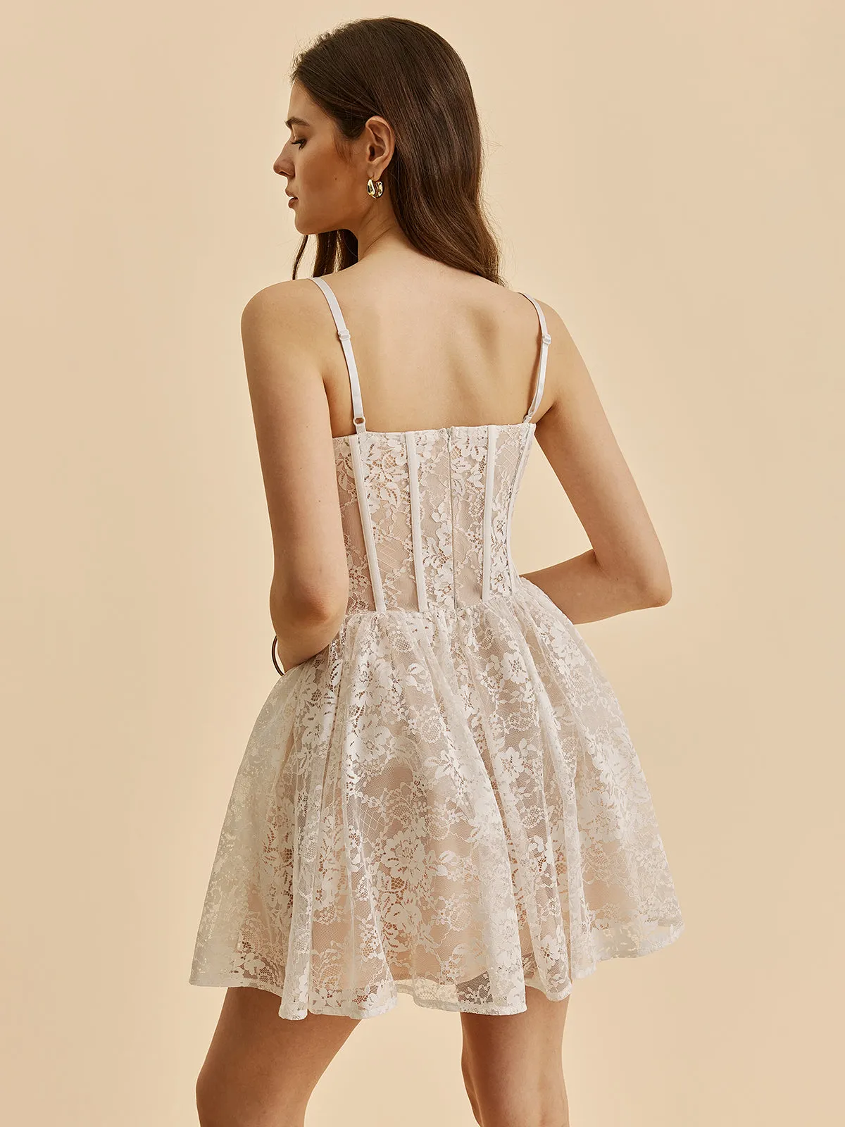 Sheer Lace Corset Flare Dress sold by COMMENSE product image thumbnail 5