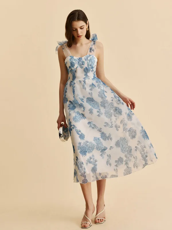 Floral Bow-Strap Dress sold by COMMENSE