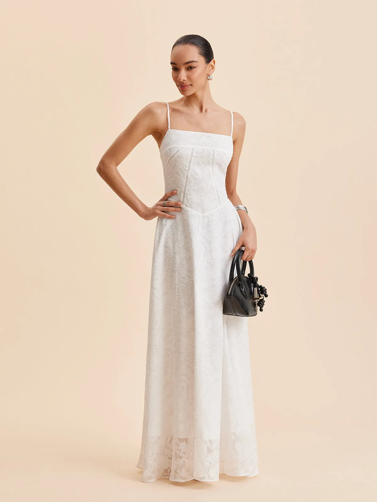 Chiffon Floral Lace Cami Dress sold by COMMENSE product image thumbnail 3