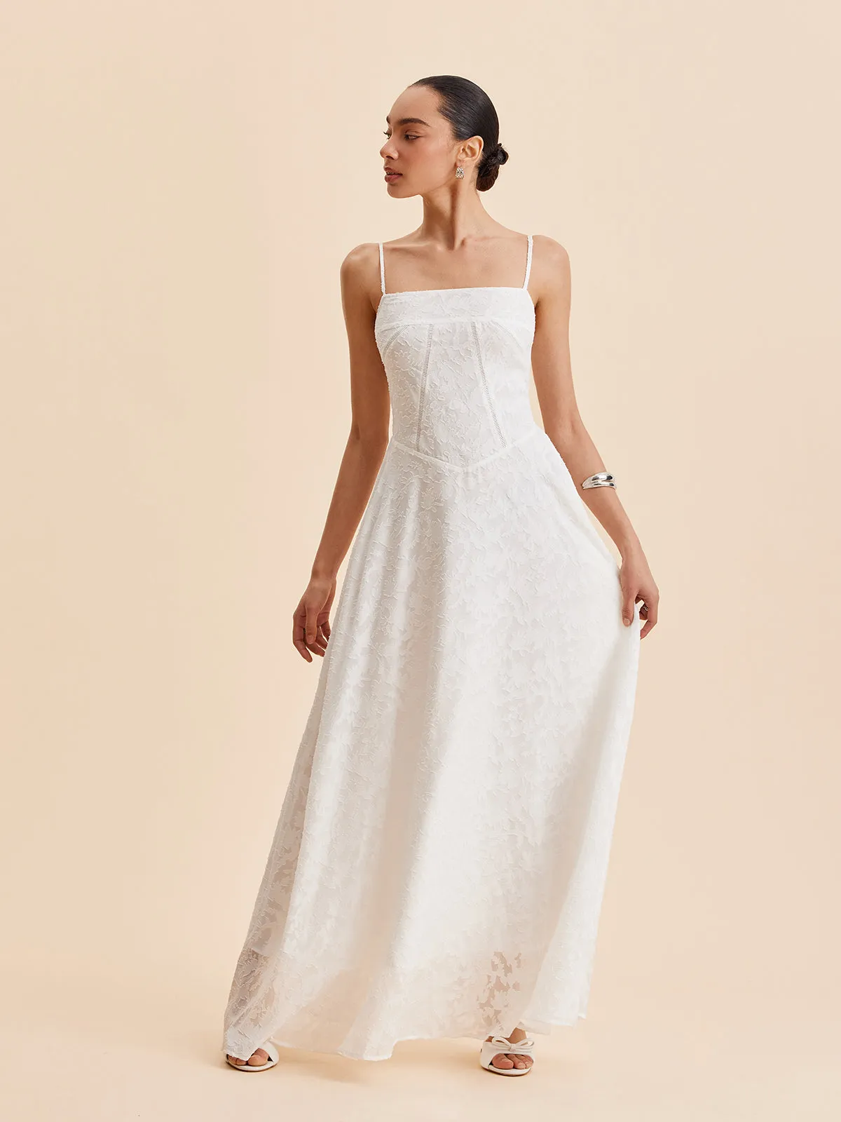 Chiffon Floral Lace Cami Dress sold by COMMENSE product image thumbnail 5