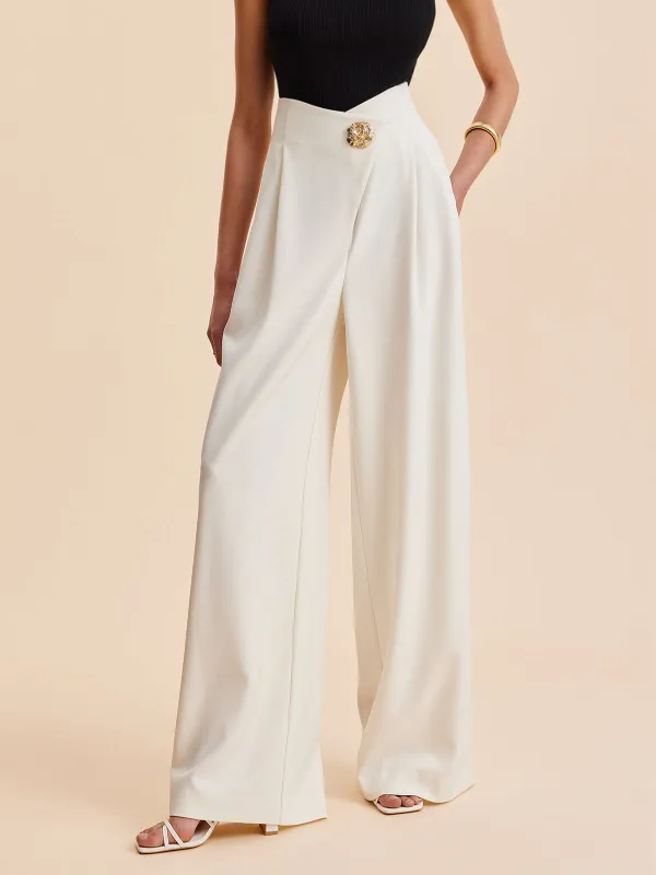 Embellished High-Waist Wide-Leg Pants sold by COMMENSE