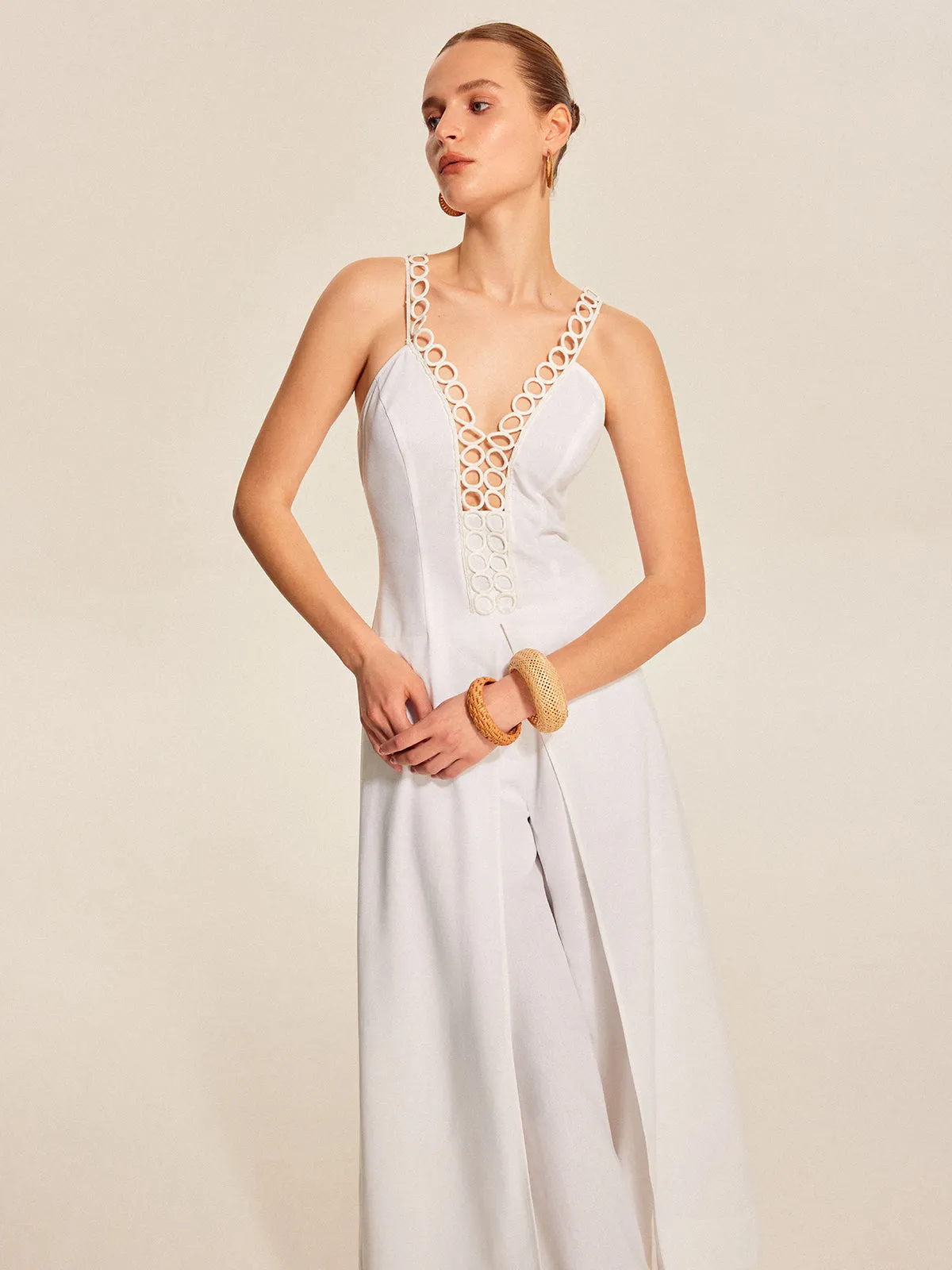 Hollow-Out Lace-Up V-Neck Top sold by COMMENSE product image thumbnail 3