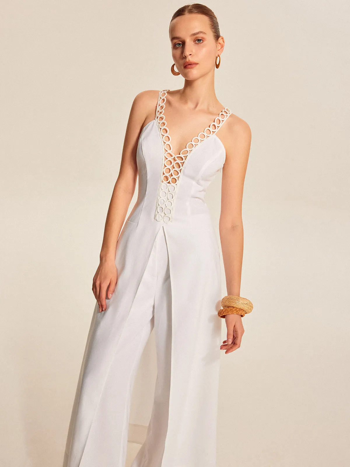 Hollow-Out Lace-Up V-Neck Top sold by COMMENSE product image thumbnail 4