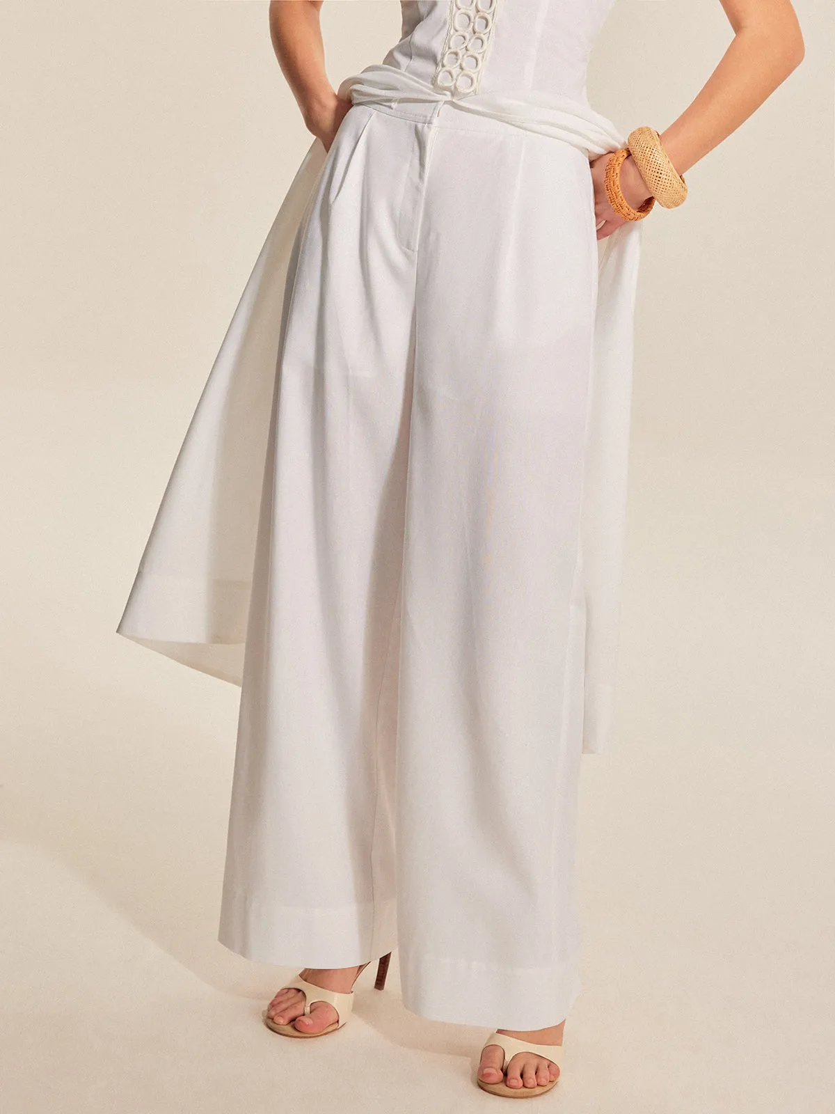 Mid-Waist Wide-Leg Pants With Pockets sold by COMMENSE product image thumbnail 3