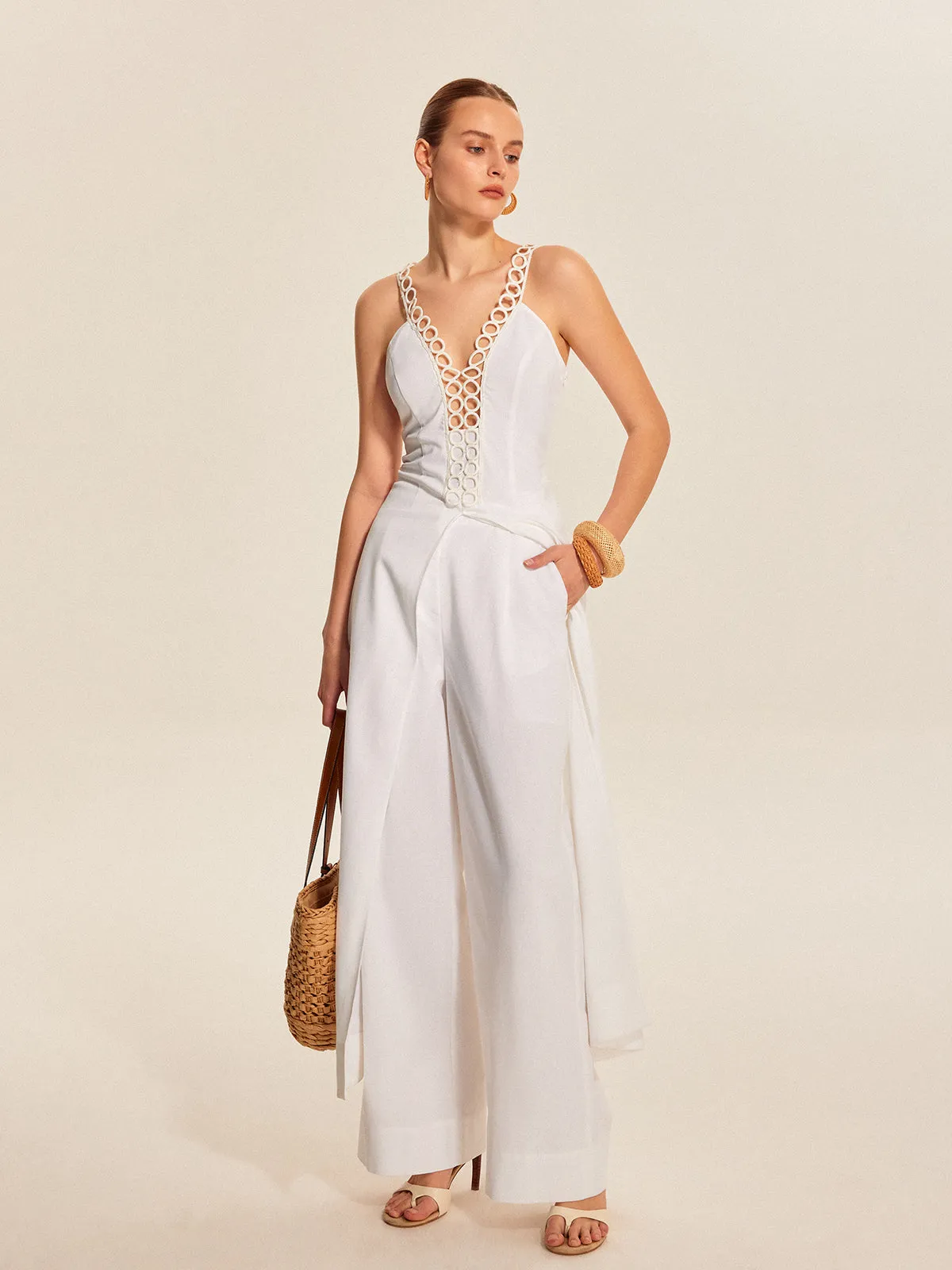 Mid-Waist Wide-Leg Pants With Pockets sold by COMMENSE product image thumbnail 2