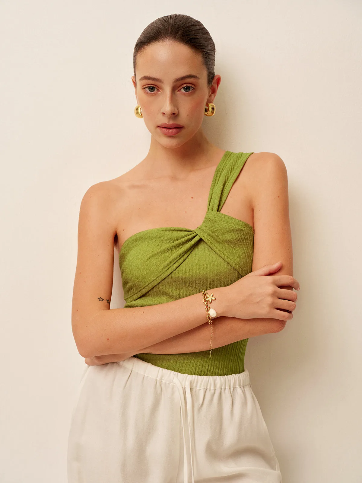 Ruched Twist One-Shoulder Swimsuit sold by COMMENSE product image thumbnail 5