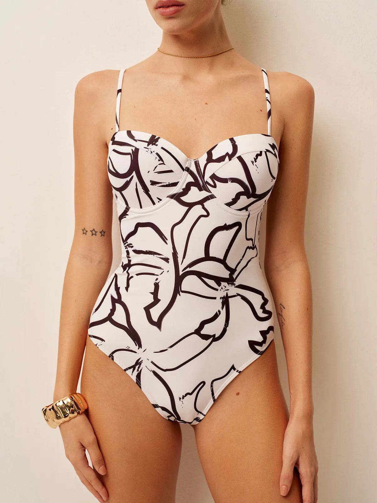 Abstract Print Spaghetti Strap One-Piece sold by COMMENSE product image thumbnail 5