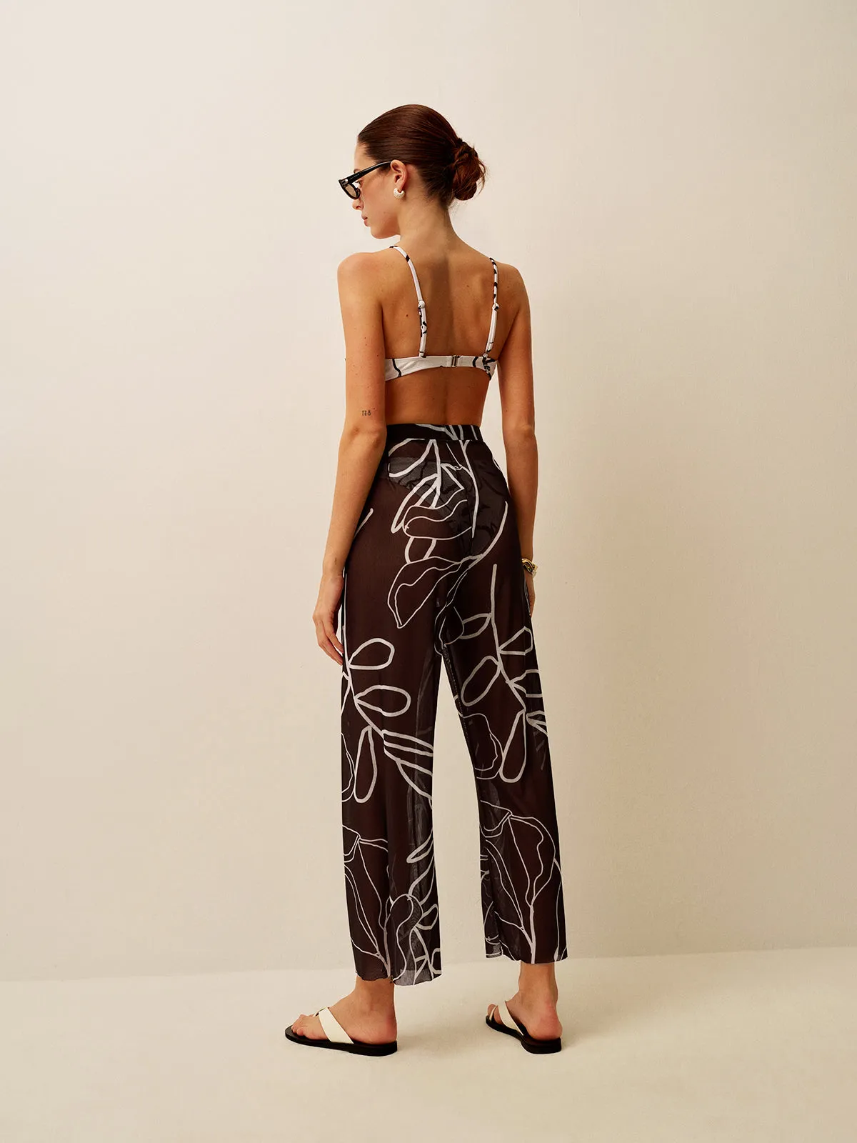 Sheer Printed Wide-Leg Cover-Up Pants sold by COMMENSE product image thumbnail 5