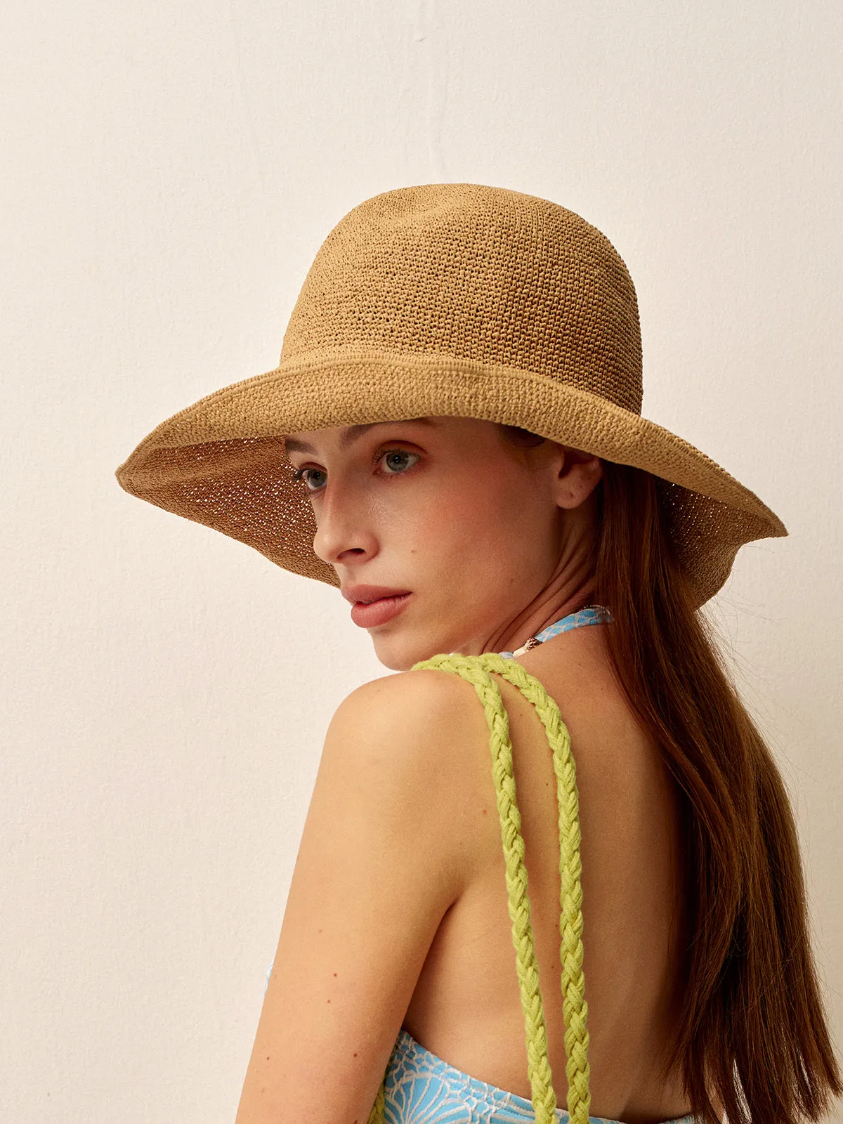 Wide Brim Straw Sun Hat sold by COMMENSE