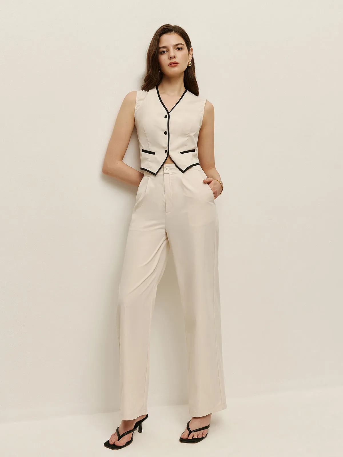 Contrast Trim Vest Pants Set sold by COMMENSE product image thumbnail 4