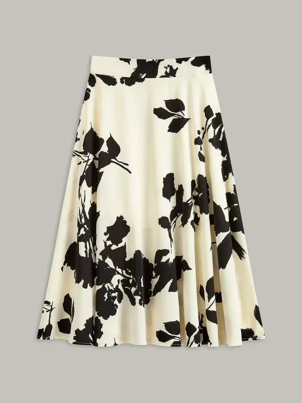 Abstract Floral Print A-Line Skirt sold by COMMENSE