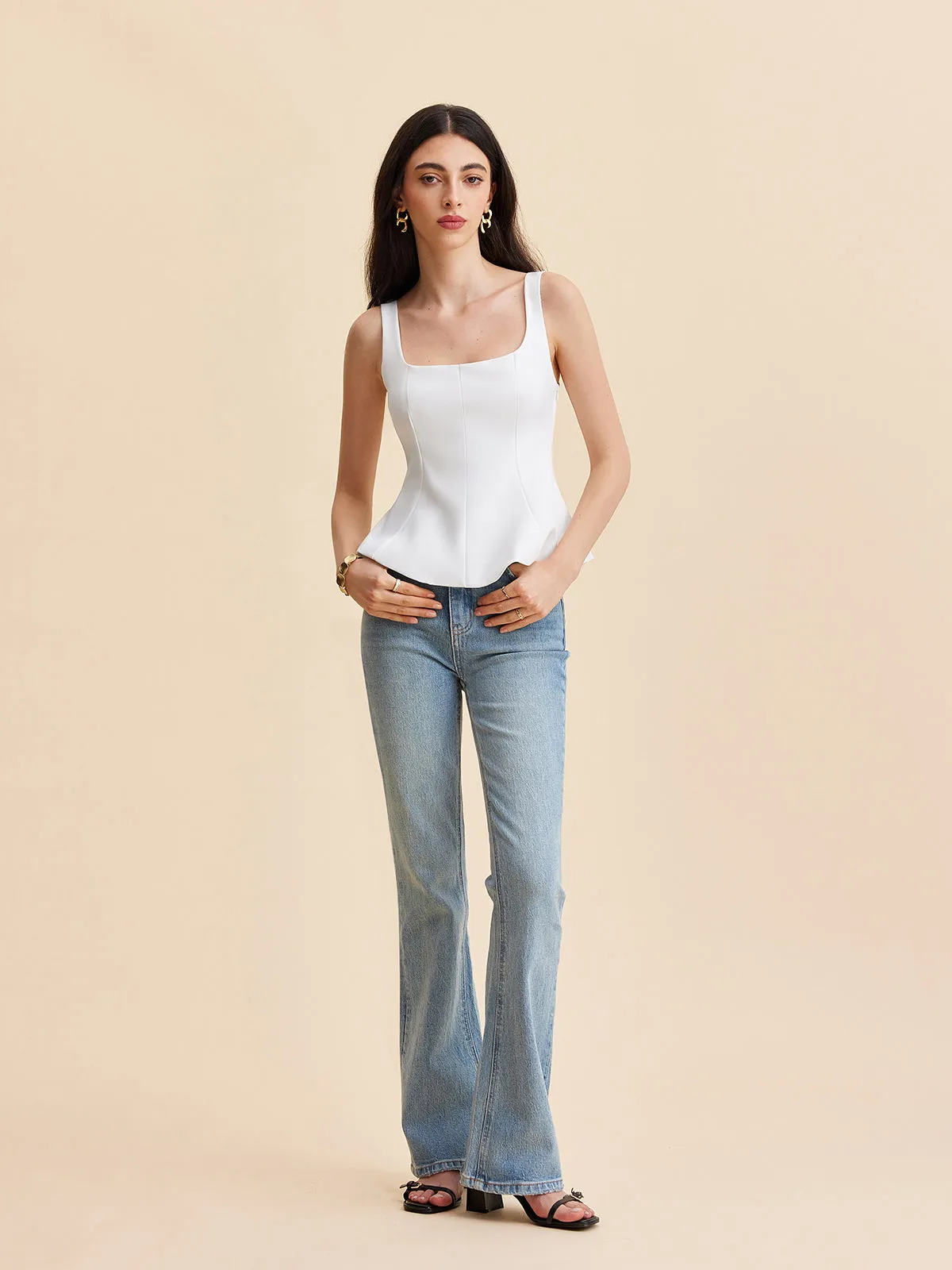 Square Neck Peplum Tank Top sold by COMMENSE product image thumbnail 4