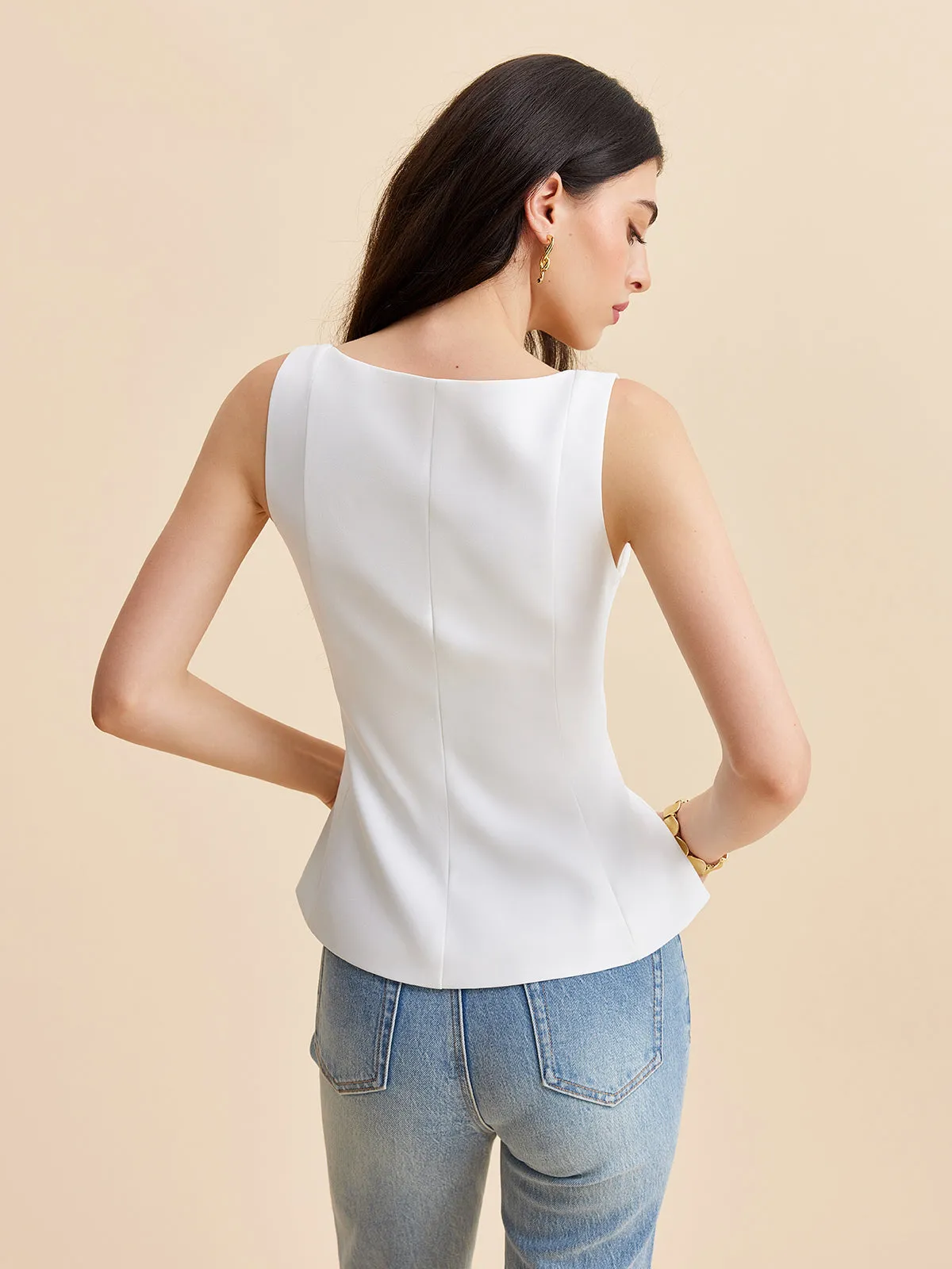 Square Neck Peplum Tank Top sold by COMMENSE product image thumbnail 2