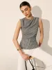 Gingham Ruched Sleeveless Top sold by COMMENSE