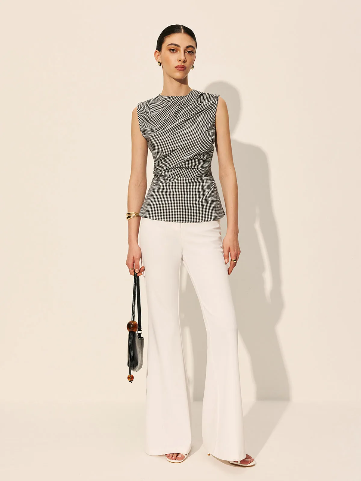 Gingham Ruched Sleeveless Top sold by COMMENSE product image thumbnail 2