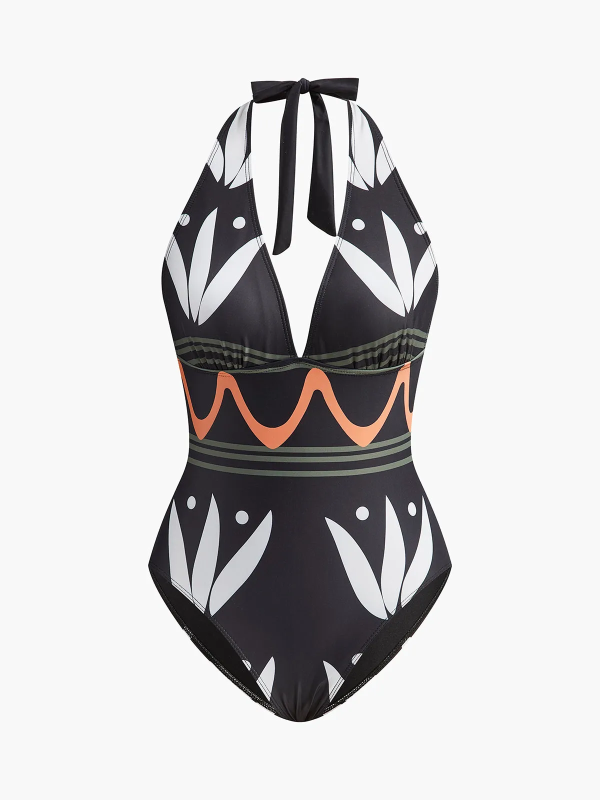 Halter Neck Geometric Print Swimsuit sold by COMMENSE