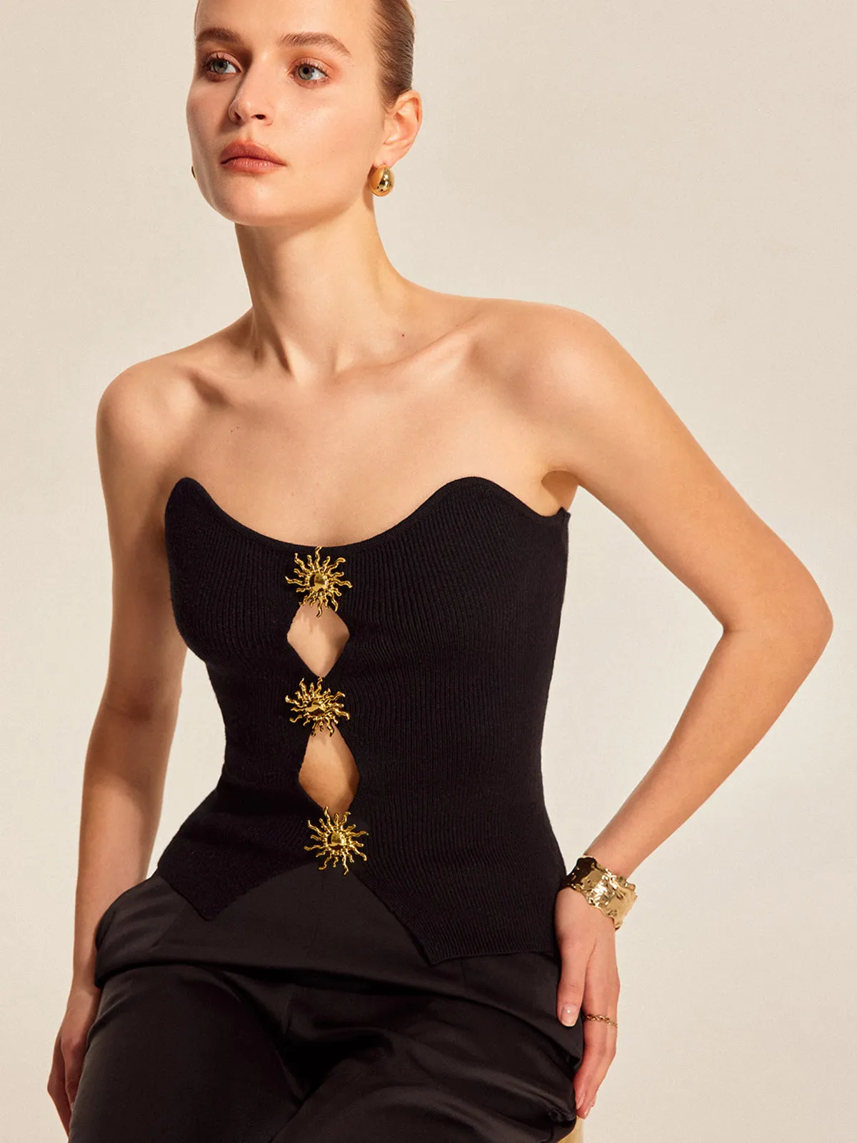 Metal Cut-Out Knit Sweater Vest sold by COMMENSE