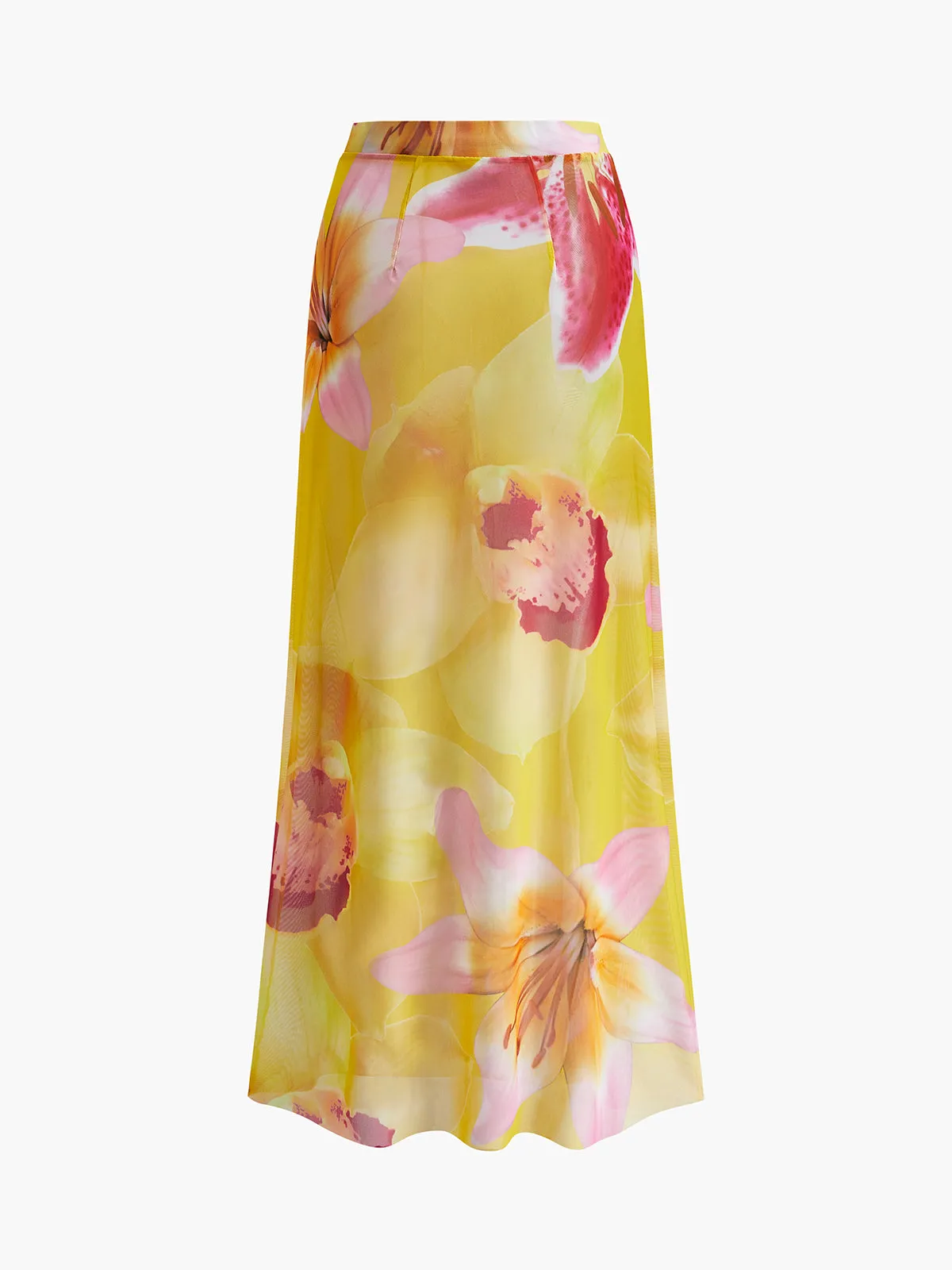 Mesh Floral Print Cover-Up Skirt sold by COMMENSE product image thumbnail 2
