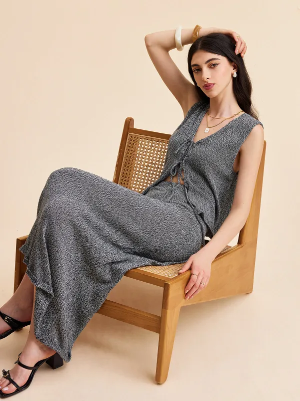 Tie Long Knit Vest sold by COMMENSE