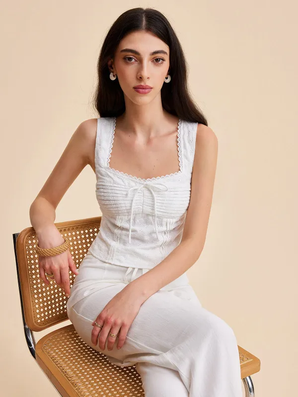 Pleated Cotton Zipper Tank Top sold by COMMENSE