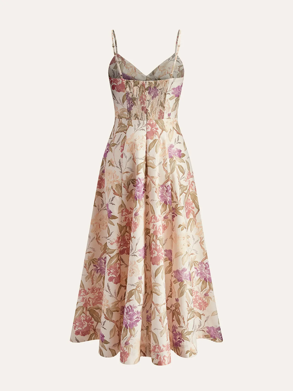 Romantic Floral A-Line V-Neck Cami Dress sold by COMMENSE product image thumbnail 4
