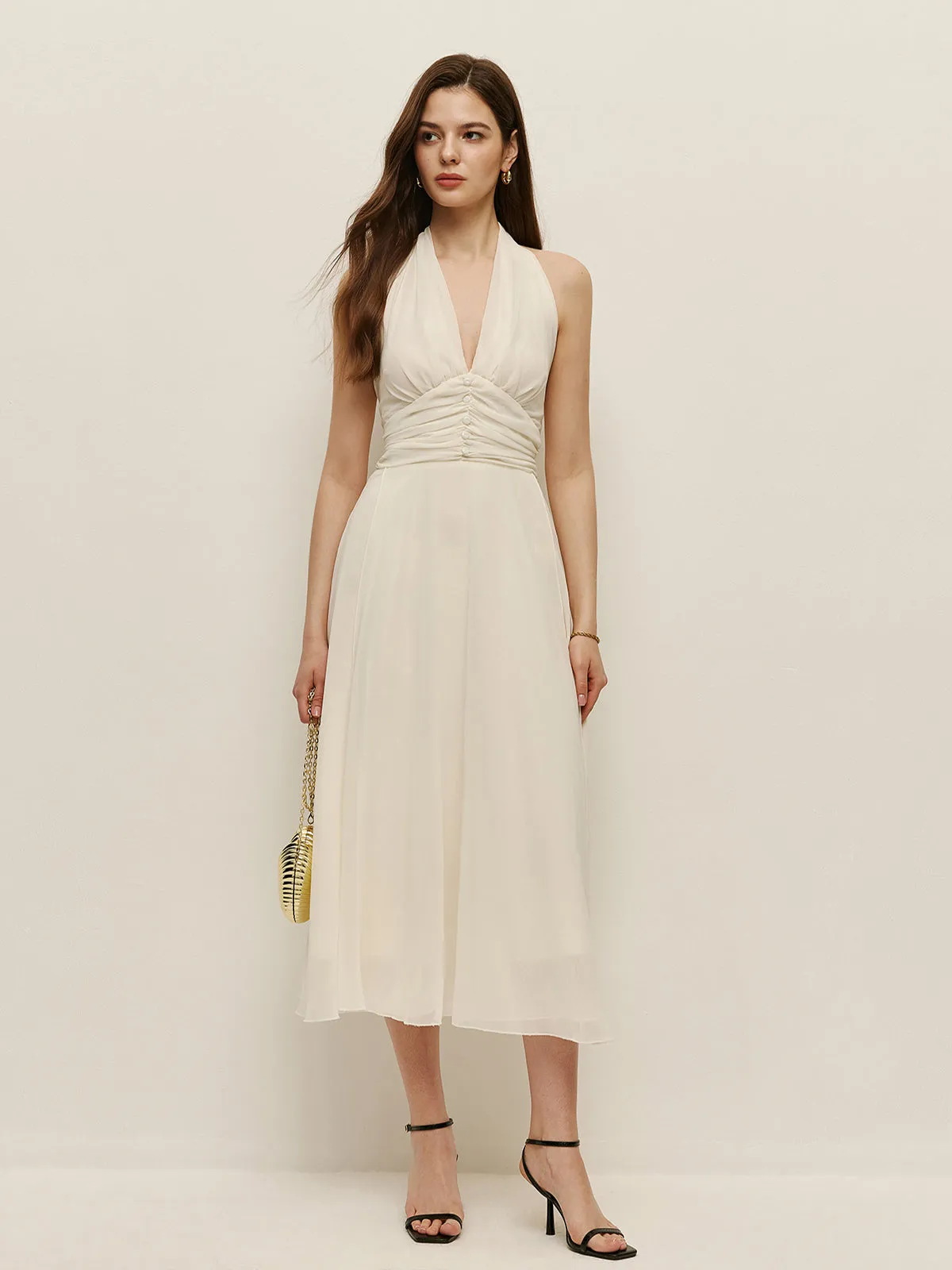 Halter Adjustable Straps Zipper V-Neck Long Dress sold by COMMENSE product image thumbnail 4