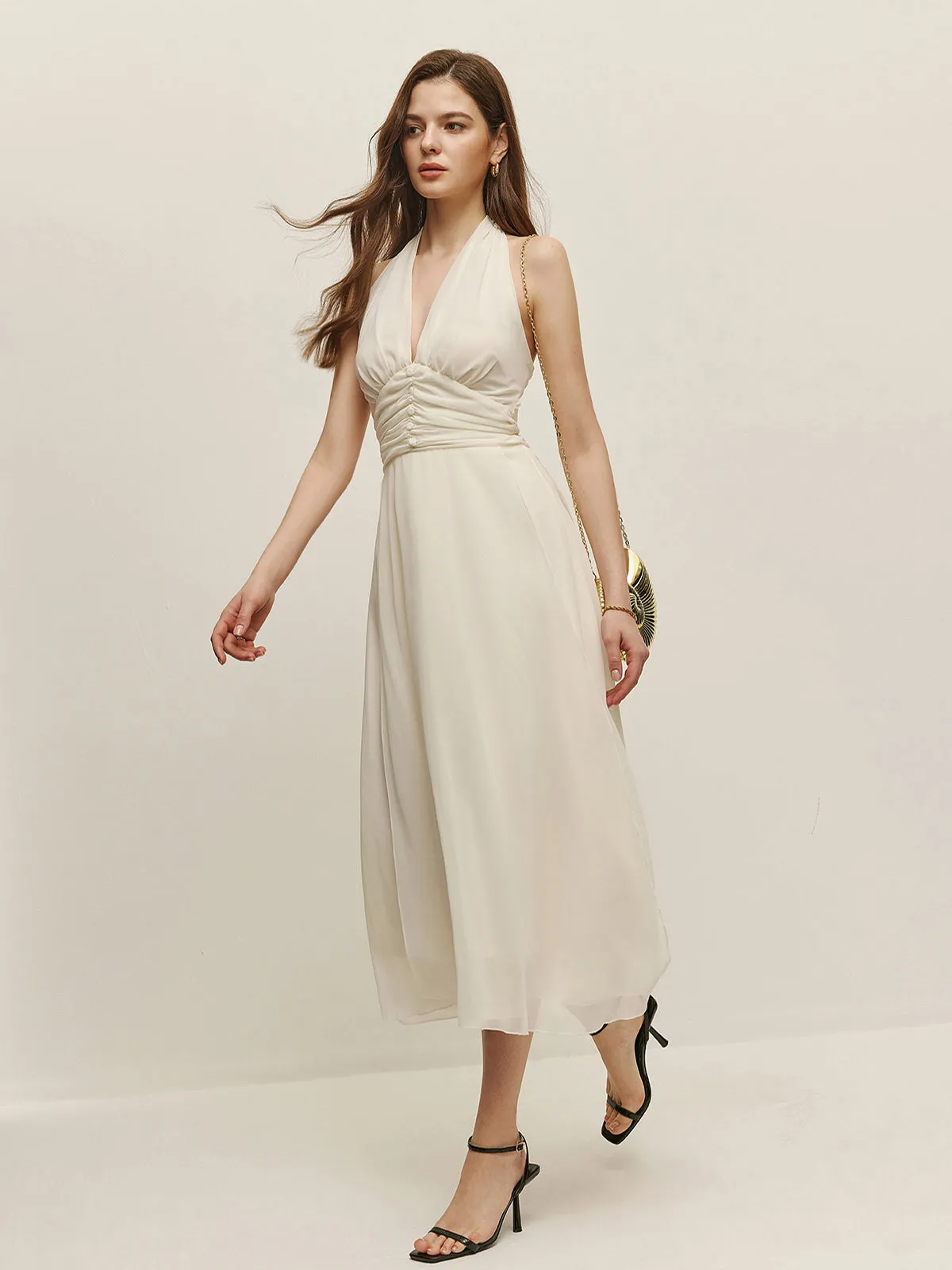 Halter Adjustable Straps Zipper V-Neck Long Dress sold by COMMENSE product image thumbnail 2