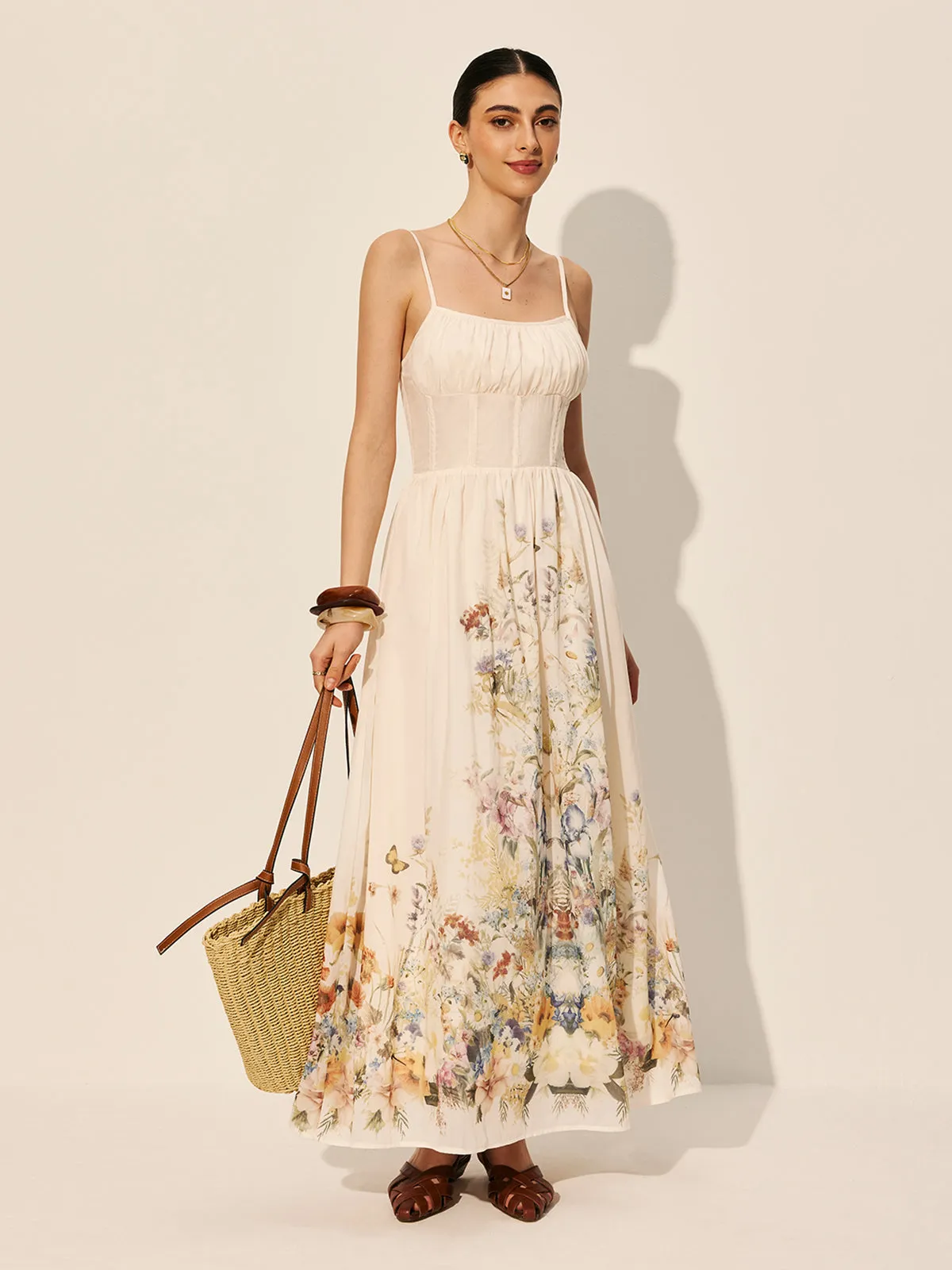Square Neck Floral Print Dress sold by COMMENSE