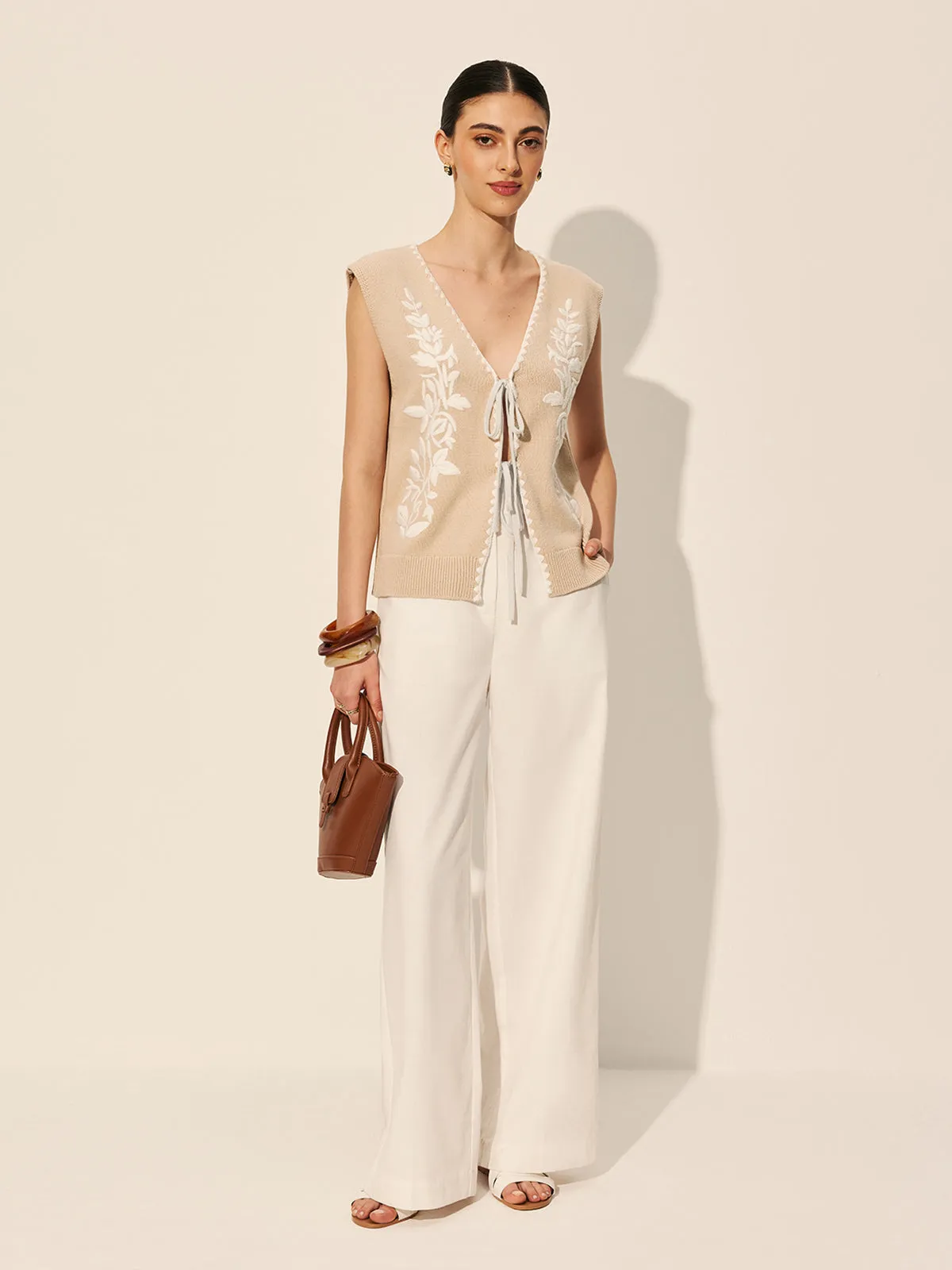 Embroidery Bow Floral Sweater Vest sold by COMMENSE product image thumbnail 3