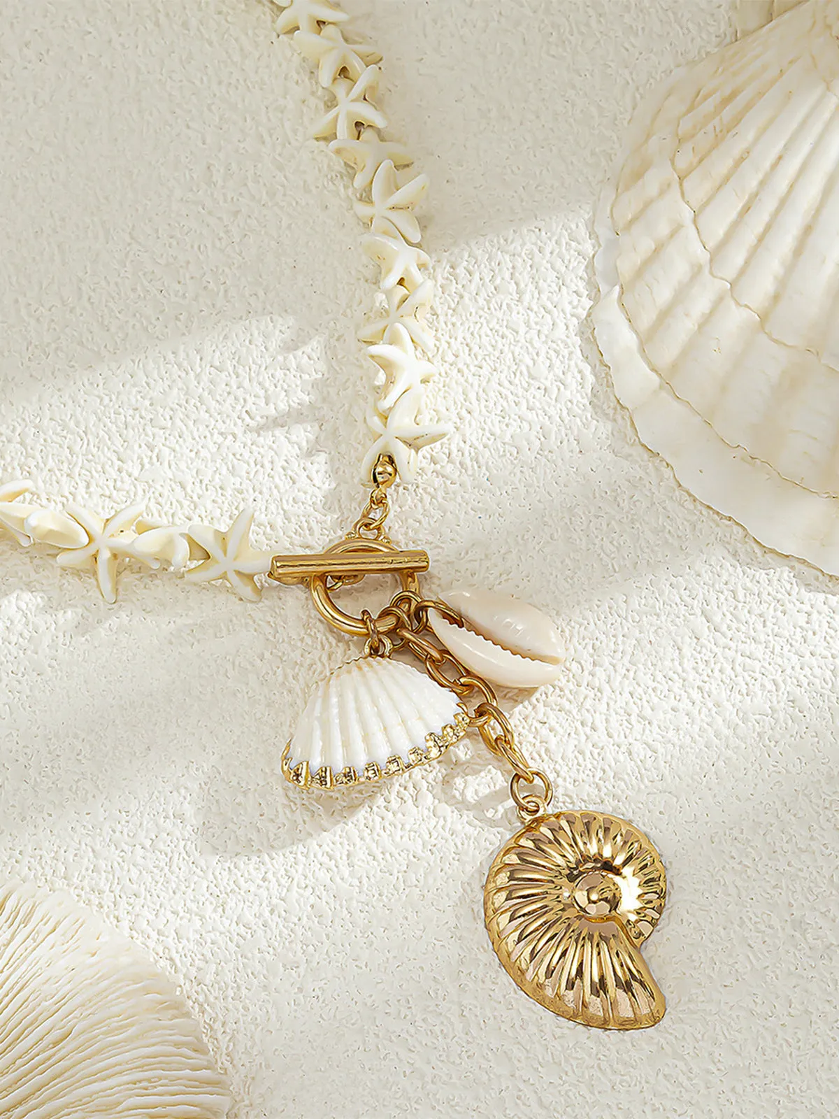 Starfish & Shell Pendant Beaded Necklace sold by COMMENSE product image thumbnail 3