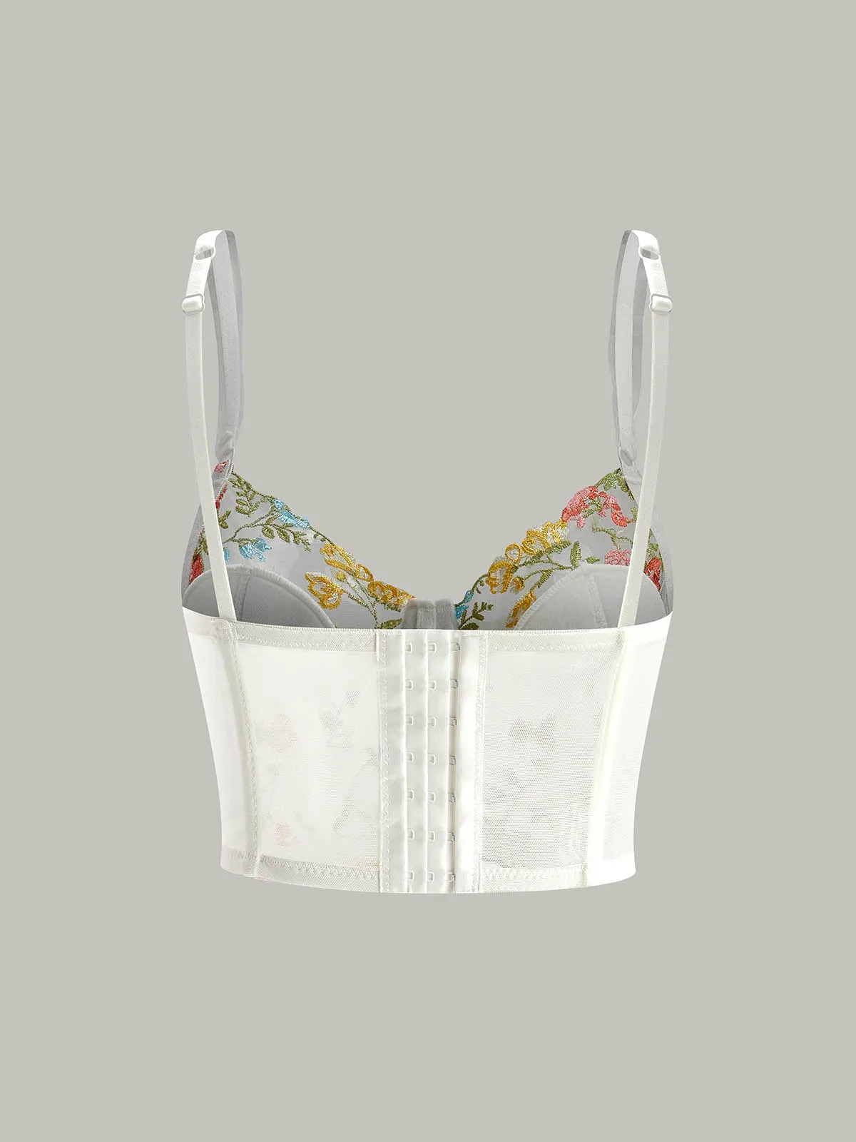 Semi-Sheer Embroidery Mesh Corset sold by COMMENSE product image thumbnail 4