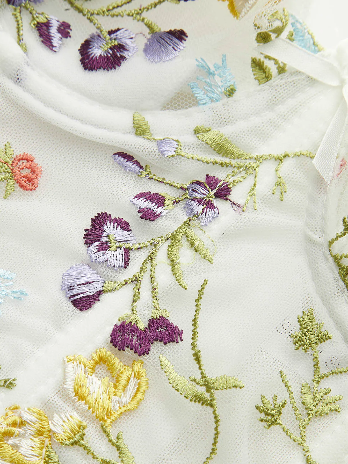 Semi-Sheer Embroidery Mesh Corset sold by COMMENSE product image thumbnail 2