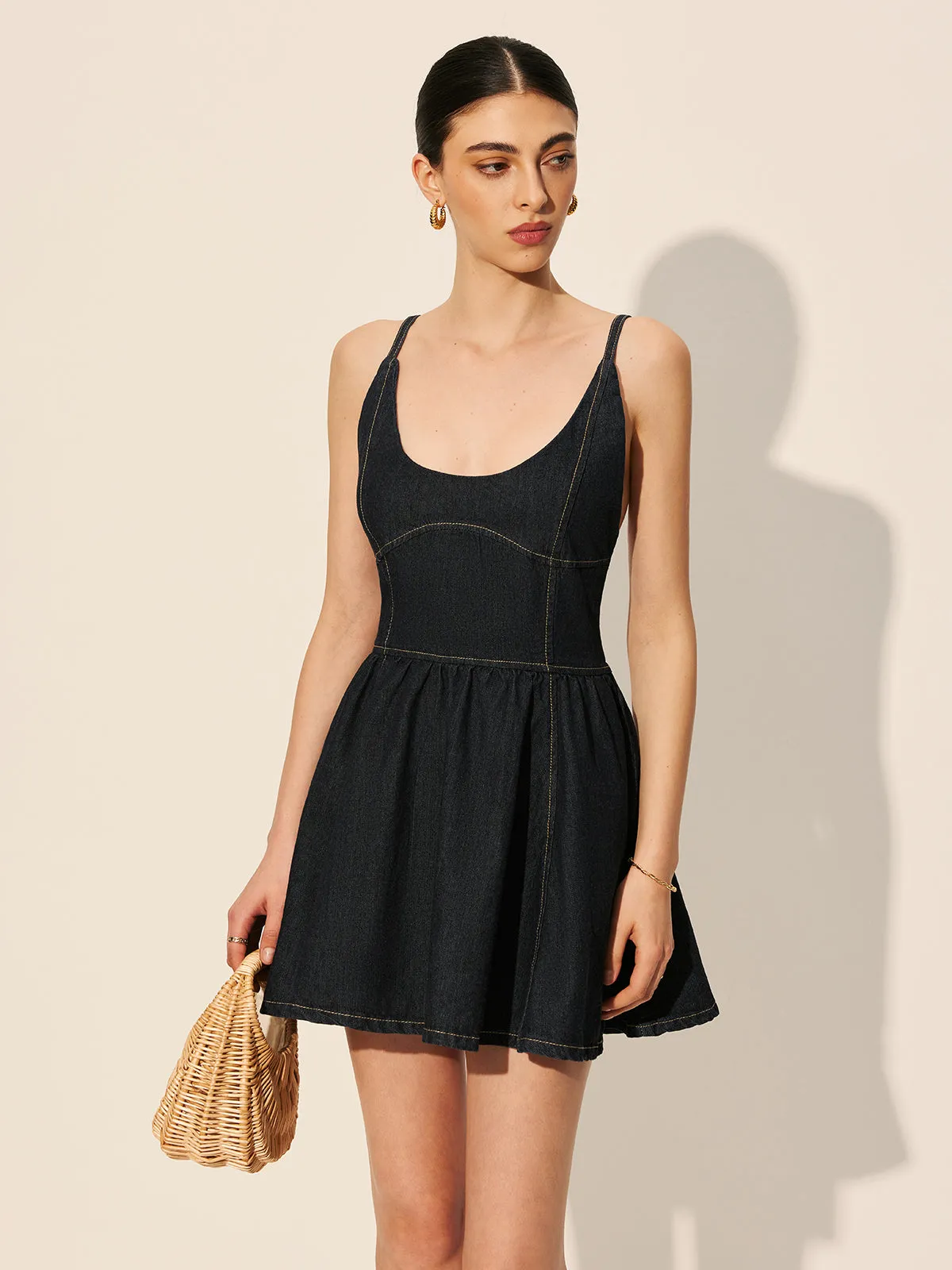 Backless Denim Flare Dress sold by COMMENSE product image thumbnail 5