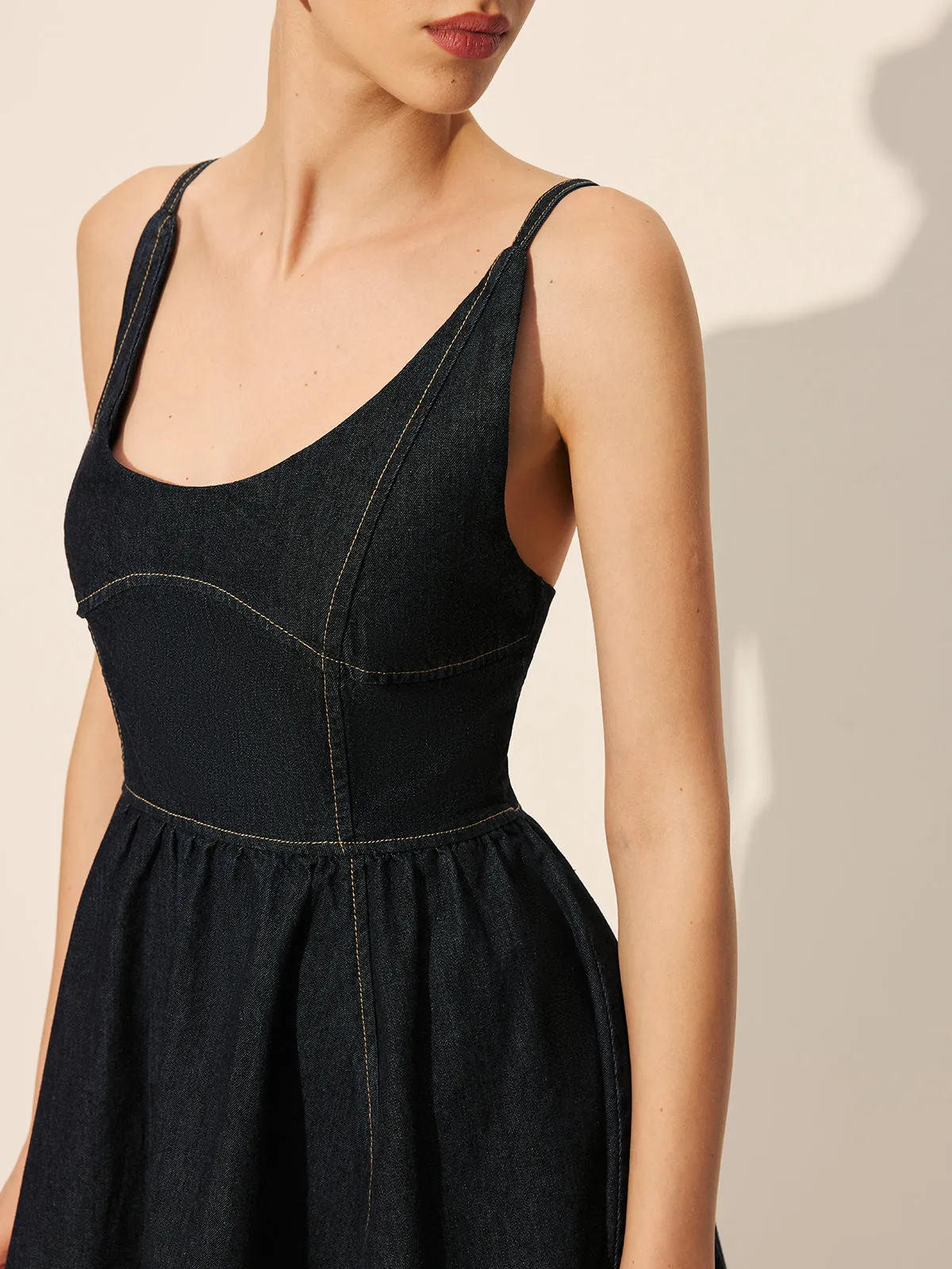 Backless Denim Flare Dress sold by COMMENSE product image thumbnail 4