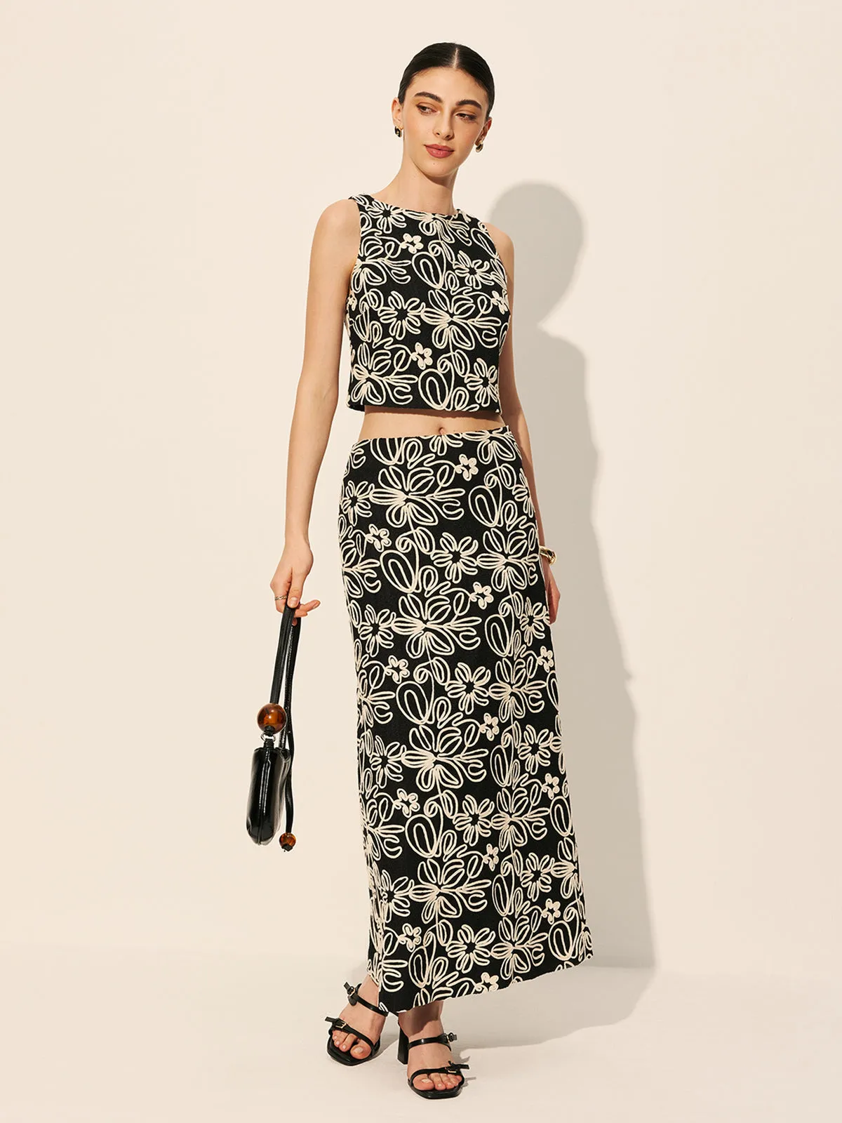 Embroidered Floral Split Skirt sold by COMMENSE product image thumbnail 3
