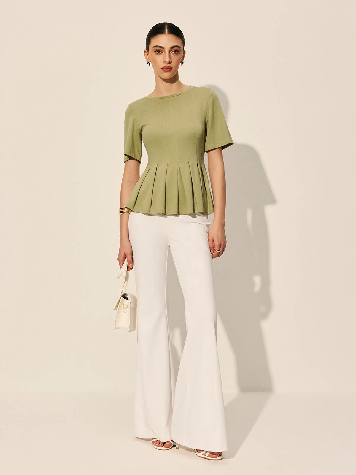 Pleated Peplum Ribbed Top sold by COMMENSE product image thumbnail 2