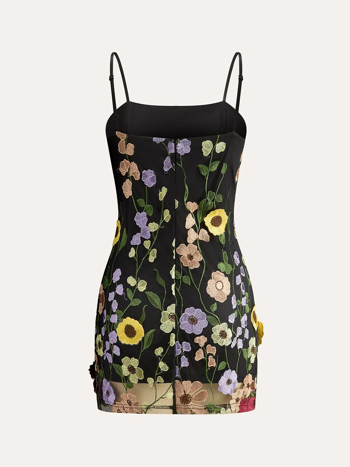 Colorful Floral Embroidered Mesh Dress sold by COMMENSE product image thumbnail 2