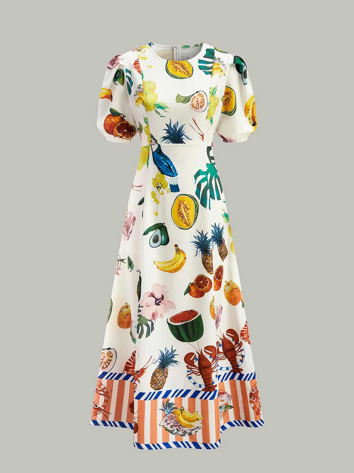 Boho Print Puff Sleeve Dress sold by COMMENSE