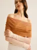 Semi-Sheer Off-Shoulder Mesh Gradient Blouse sold by COMMENSE