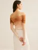 Semi-Sheer Off-Shoulder Mesh Gradient Blouse sold by COMMENSE